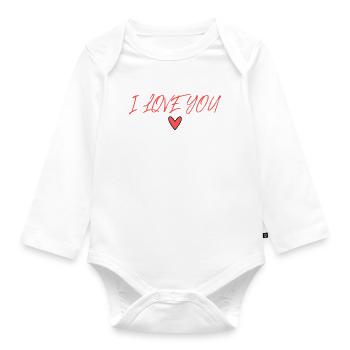 VALENTINSTAG. Junggesellinnenabschied. ICH LIEBE DICH. ICH LIEBE DICH. LIEBE - Baby Bio-Langarm-Body - Weiß - Vorne