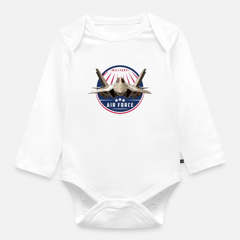AIR FORCE - Body Bébé bio manches longues - blanc