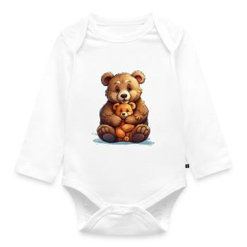 Illustration d’ours en peluche mignons - Body Bébé bio manches longues - blanc - Devant