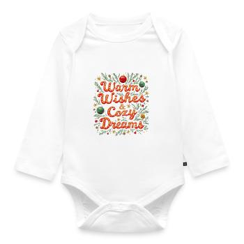 Playful and Elegant Christmas Graphic Art - Organic Longsleeve Baby Bodysuit - white - Front