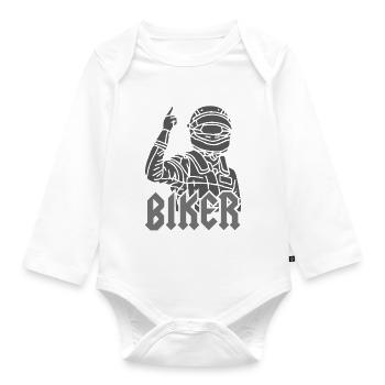 Biker - Organic Longsleeve Baby Bodysuit - white - Front