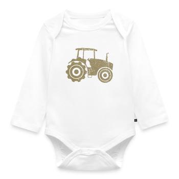 Tractor Silhouette Farmer Grunge Design - Organic Longsleeve Baby Bodysuit - white - Front
