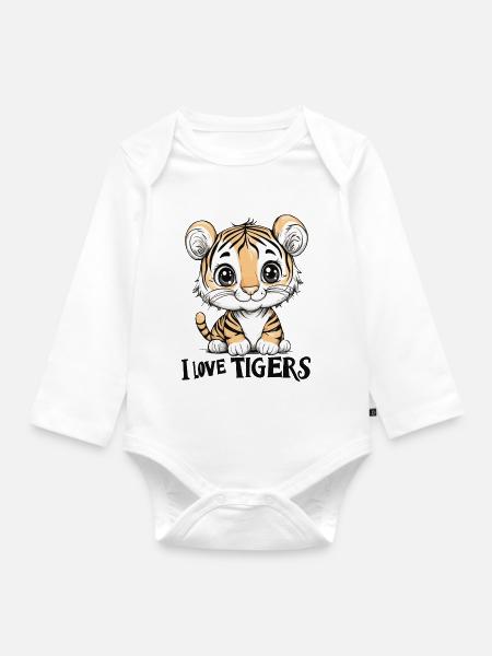 kleiner Tiger - Baby Bio-Langarm-Body - Weiß