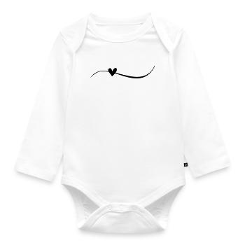 Line with heart - Organic Longsleeve Baby Bodysuit - white - Front