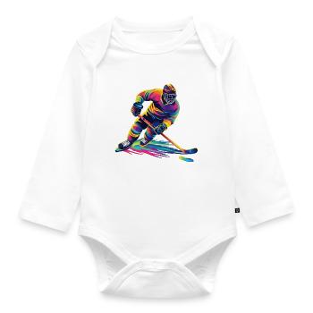 Eishockey - Baby Bio-Langarm-Body - Weiß - Vorne