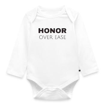 Ehre vor Leichtigkeit – Minimalistisches Motivationszitat - Baby Bio-Langarm-Body - Weiß - Vorne