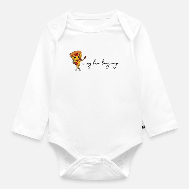 Pizza - Baby Bio-Langarm-Body - Weiß
