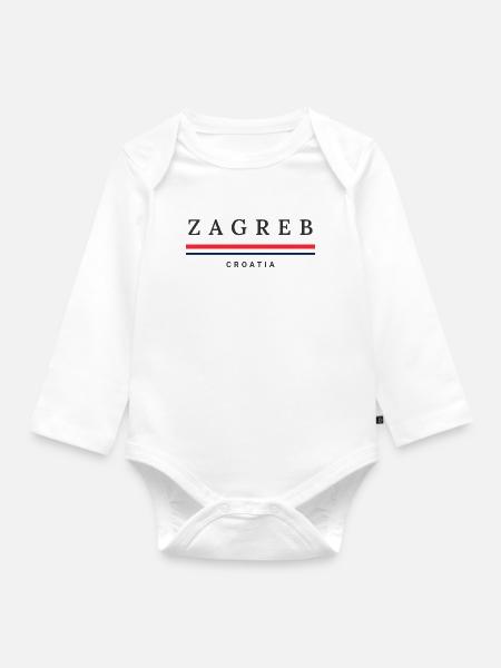 Stadt Zagreb, Kroatien - Baby Bio-Langarm-Body - Weiß