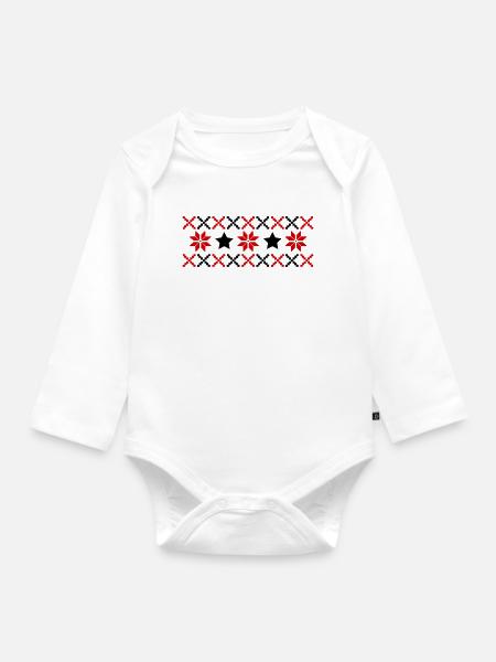 Norweger Muster Winter - Baby Bio-Langarm-Body - Weiß