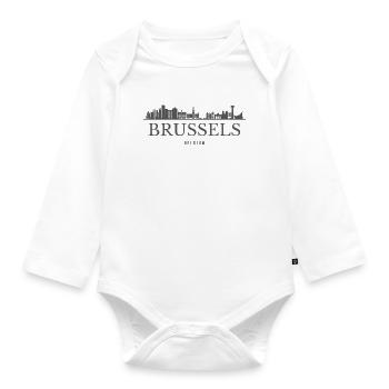 Brussels Belgium, Brussels skyline - Organic Longsleeve Baby Bodysuit - white - Front