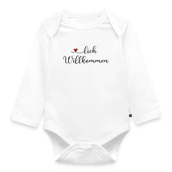 Herzlich Willkommen - Baby Bio-Langarm-Body - Weiß - Vorne