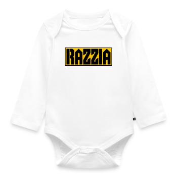 RAZZIA Typo Contrast Yellow Black - Organic Longsleeve Baby Bodysuit - white - Front