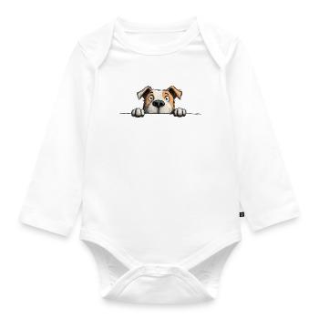 Spähriger Staffy lustiger Hundeliebhaber-Merch - Baby Bio-Langarm-Body - Weiß - Vorne