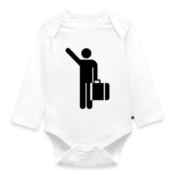 Hailing cab person - Organic Longsleeve Baby Bodysuit - white - Front