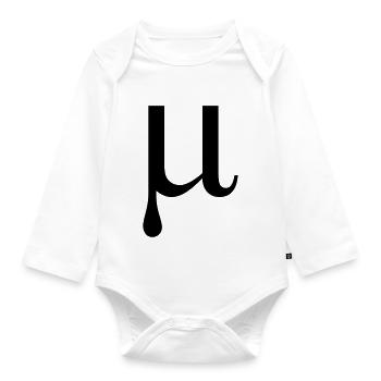 Mu Greek alphabet letter - Organic Longsleeve Baby Bodysuit - white - Front