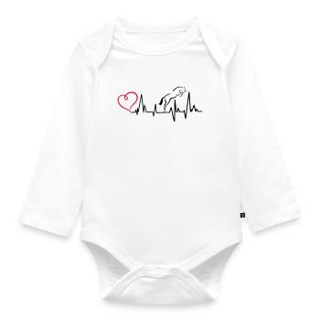 Heartbeat Herzschlag Springpferd - Baby Bio-Langarm-Body - Weiß - Vorne