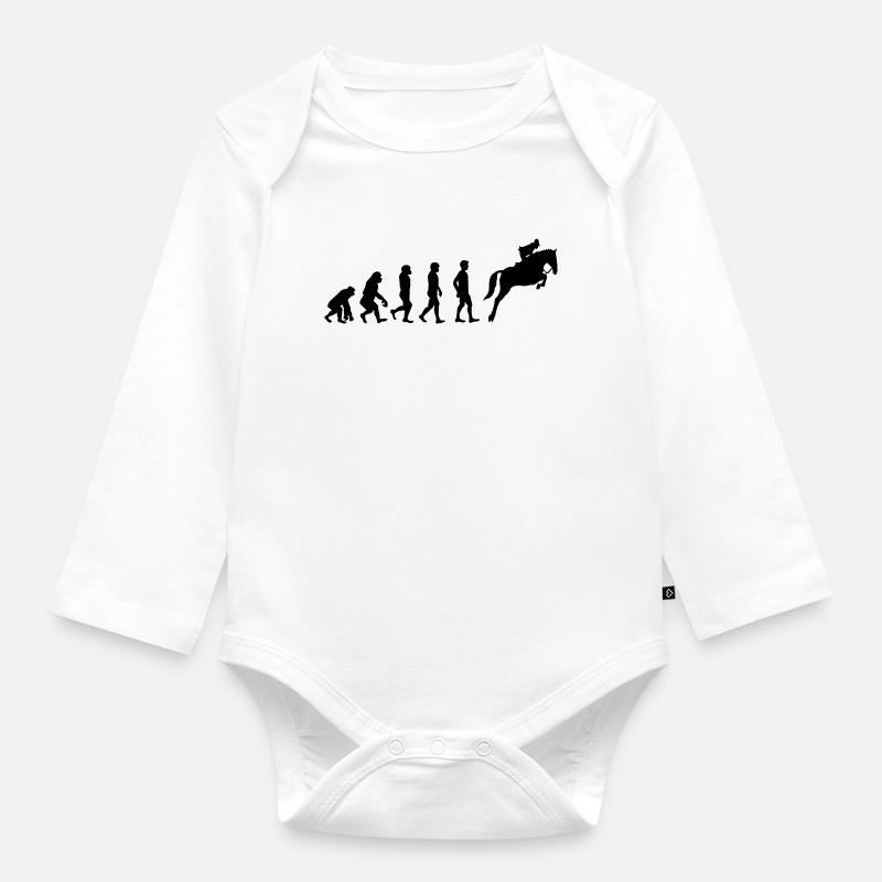 Évolution du cheval - Body Bébé bio manches longues - blanc