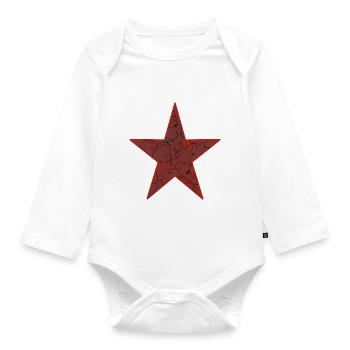 Star red - Organic Longsleeve Baby Bodysuit - white - Front