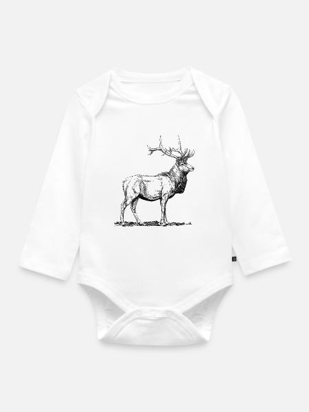 Stolzer Hirsch - Baby Bio-Langarm-Body - Weiß