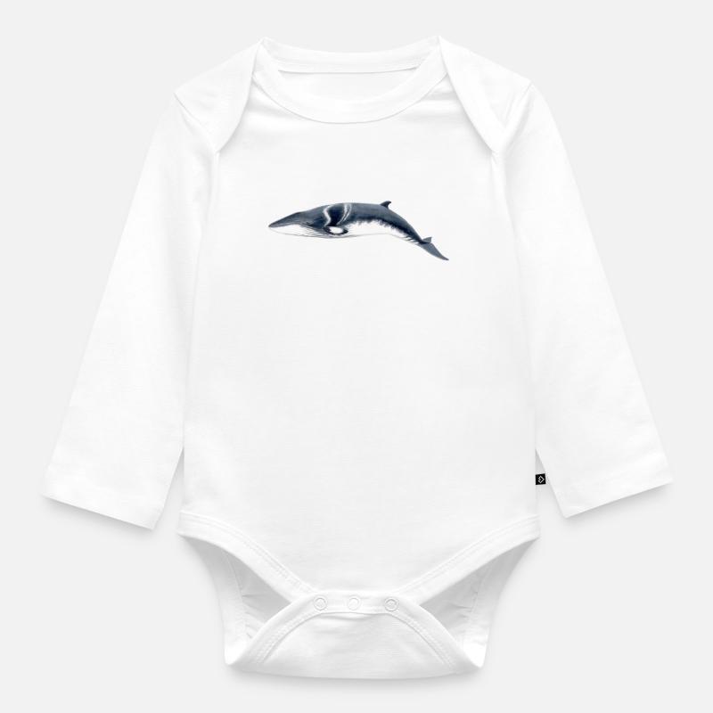 Minke - Petit rorqual - baleine Minke - Body Bébé bio manches longues - blanc