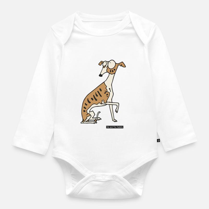 Chien - whippet - Body Bébé bio manches longues - blanc