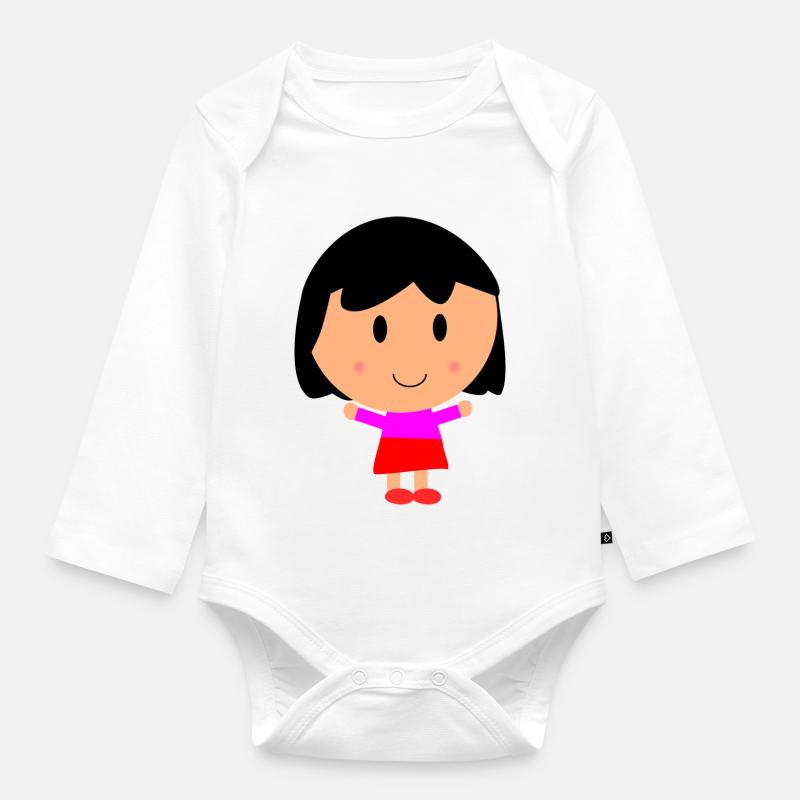 Mädchen Cartoon - Baby Bio-Langarm-Body - Weiß