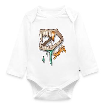 swag denture with gold tooth - Organic Longsleeve Baby Bodysuit - white - Front