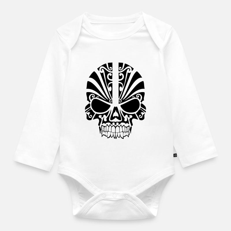 crâne - Body Bébé bio manches longues - blanc