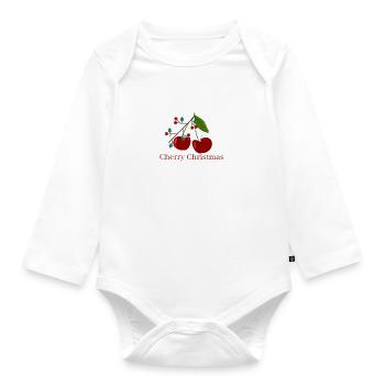 Cerise de Noël cadeau de cerise de Noël - Body Bébé bio manches longues - blanc - Devant