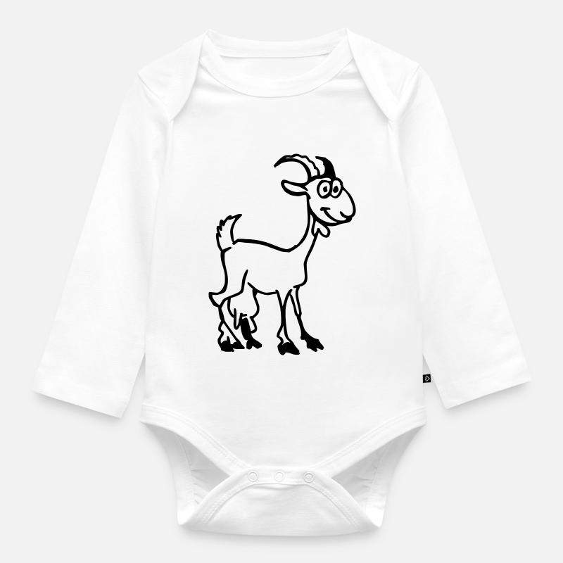 Chèvre - Body Bébé bio manches longues - blanc