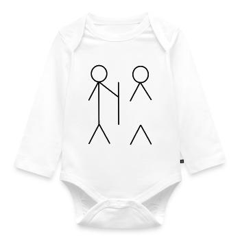 Lustiges Strichmännchen T-Shirt - Baby Bio-Langarm-Body - Weiß - Vorne