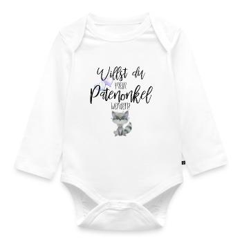 Patenonkel - Baby Bio-Langarm-Body - Weiß - Vorne