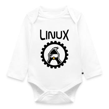 roue linux - Body Bébé bio manches longues - blanc - Devant