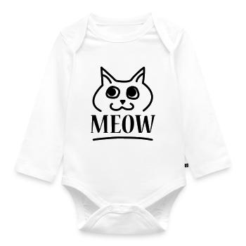 Meow Meow Cat Cat - Organic Longsleeve Baby Bodysuit - white - Front