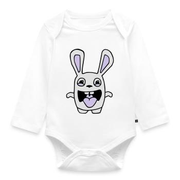 dessin lapin mignon débile style BD cartoon fun - Body Bébé bio manches longues - blanc - Devant