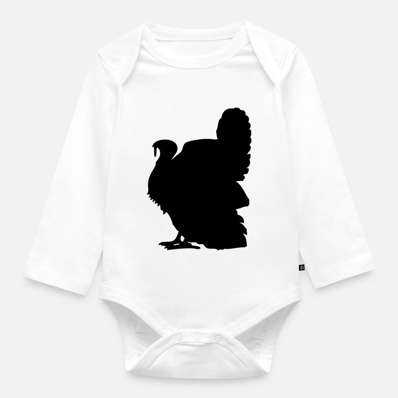 dindon - Body Bébé bio manches longues - blanc