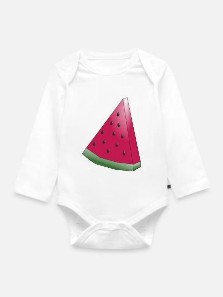 Melone - Baby Bio-Langarm-Body - Weiß