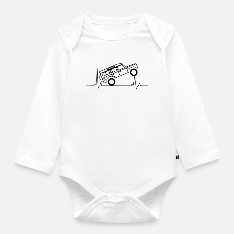Defender EKG Herzschlag Offroad - Baby Bio-Langarm-Body - Weiß