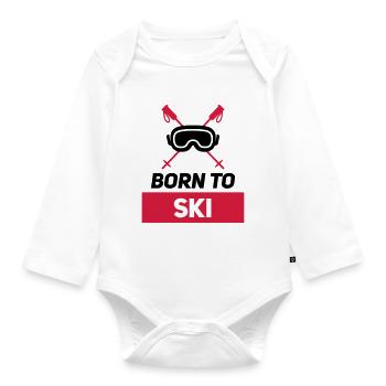 BORN TO SKI - Baby Bio-Langarm-Body - Weiß - Vorne