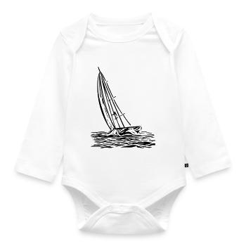 Segelboot am Wind - Baby Bio-Langarm-Body - Weiß - Vorne