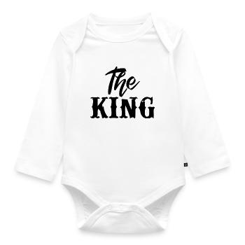 The king - Organic Longsleeve Baby Bodysuit - white - Front