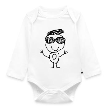 Kinderzeichnung von coolen Gast mit Sonnenbrille - Baby Bio-Langarm-Body - Weiß - Vorne