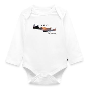 Kreta Crete - Baby Bio-Langarm-Body - Weiß - Vorne