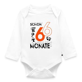 Baby Säugling Geburtstag 6 Monate halbes Jahr - Baby Bio-Langarm-Body - Weiß - Vorne