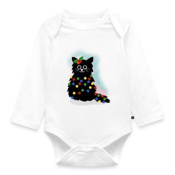 Chat de Noël - Body Bébé bio manches longues - blanc - Devant