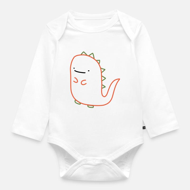 Dino - Baby Bio-Langarm-Body - Weiß