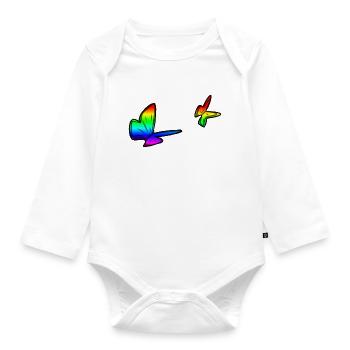 bunte schmetterlinge schmetterling bunt symbol - Baby Bio-Langarm-Body - Weiß - Vorne