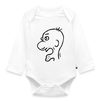 Opa Papa Mann Onkel Rentner Gesicht Comic - Baby Bio-Langarm-Body - Weiß - Vorne