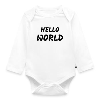 HELLO WORLD - Baby Bio-Langarm-Body - Weiß - Vorne