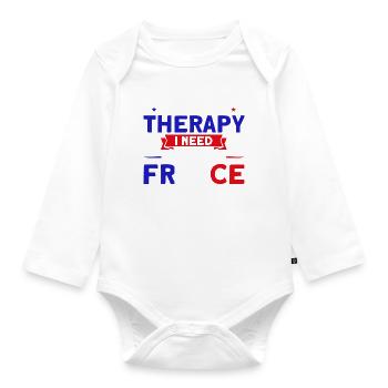 French Flag French Roots Gift - Organic Longsleeve Baby Bodysuit - white - Front